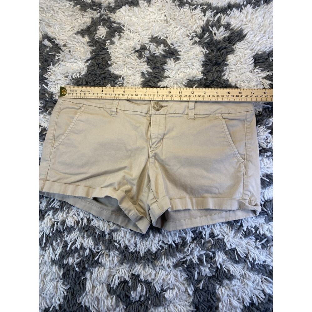 American Eagle Outfitters Chino Shorts Beige Cotton Stretch Pockets Size 8 - Picture 2 of 11